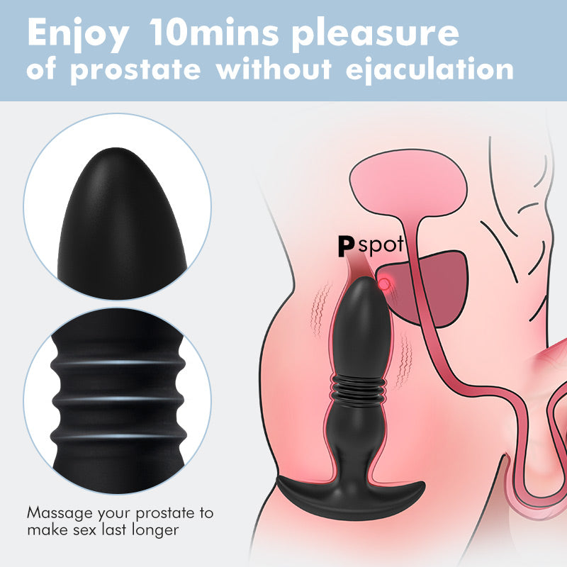 3 Thrusting 12 Vibrating Silicone Prostate Massager with Remote Control Bestgspot