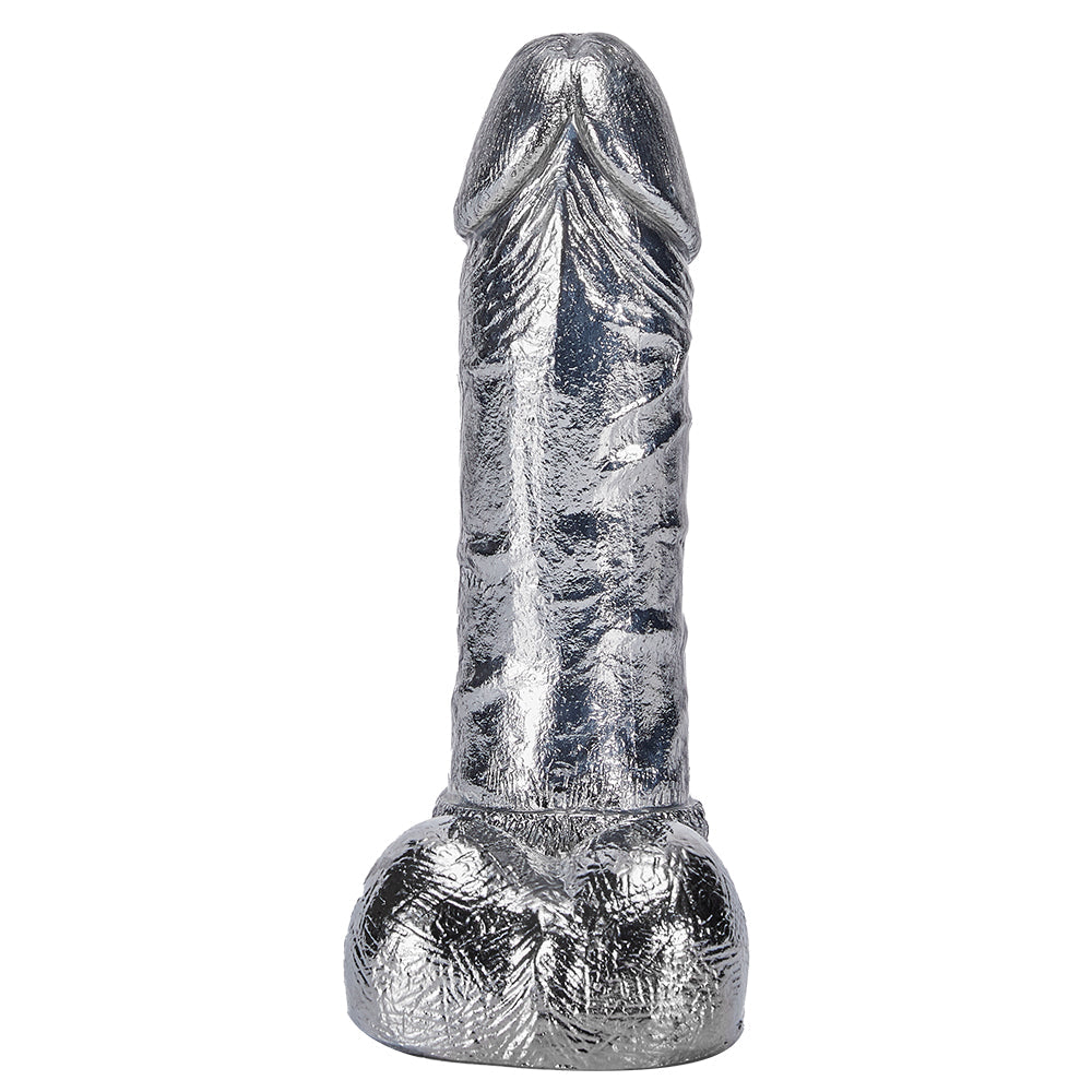 6.8-Inch Alloy Silver Pussy Anus Stimulation Dildo Bestgspot