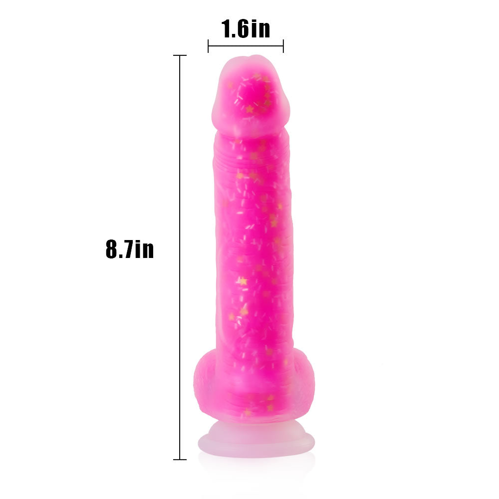8.7-Inch Pink Glitter Remote Control Vibrating Dildo Bestgspot