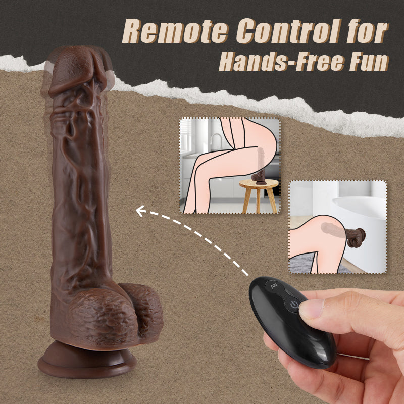BBC LOVER-9.05 Inch Realistic 8 Thrusting Vibrating Heating Black Dildo with Remote Control Bestgspot