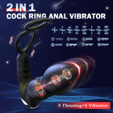 BestGSpot 2 In 1 8 Thrusting 8 Vibration Cock Ring Anal Vibrator Bestgspot