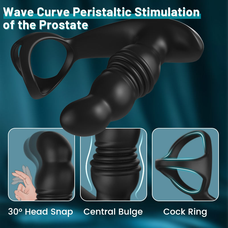 BestGSpot 2 in 1 3 Thrusting 7 Vibrations Anal Massager with Cock Ring Bestgspot