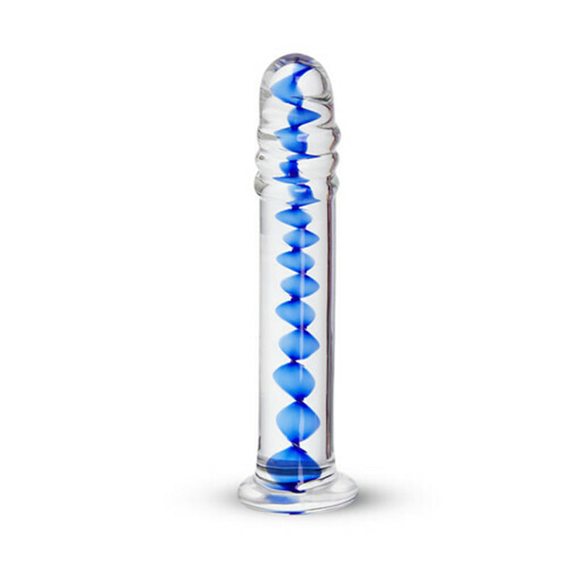 BestGSpot Frozen Sapphire Spiral Glass Dildo 6.18 Inch Bestgspot