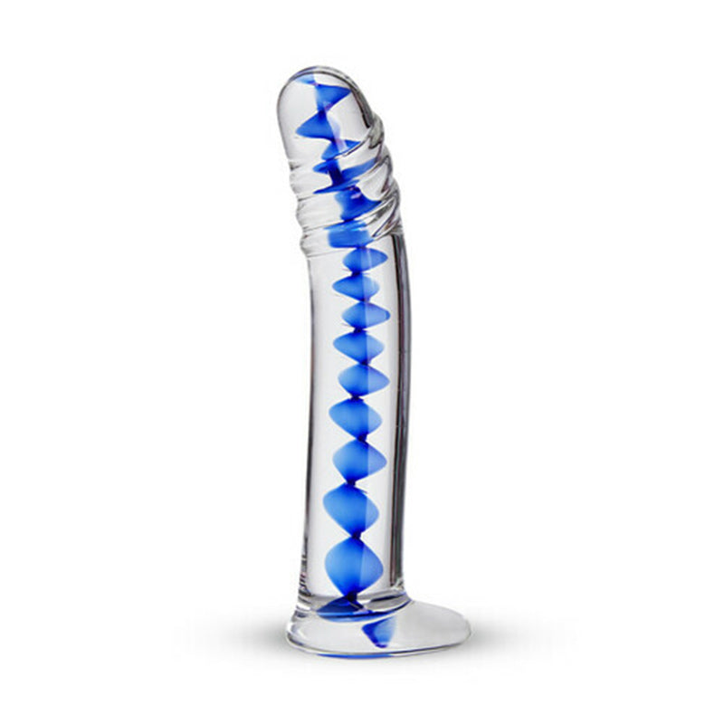 BestGSpot Frozen Sapphire Spiral Glass Dildo 6.18 Inch Bestgspot