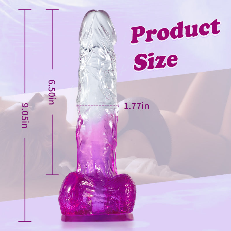 BestGSpot Gradient Color Lifelike Clear G Spot Silicone Purple Dildo with Suction Cup Anal Plug 9.05 Inch Bestgspot