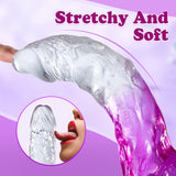 BestGSpot Gradient Color Lifelike Clear G Spot Silicone Purple Dildo with Suction Cup Anal Plug 9.05 Inch Bestgspot