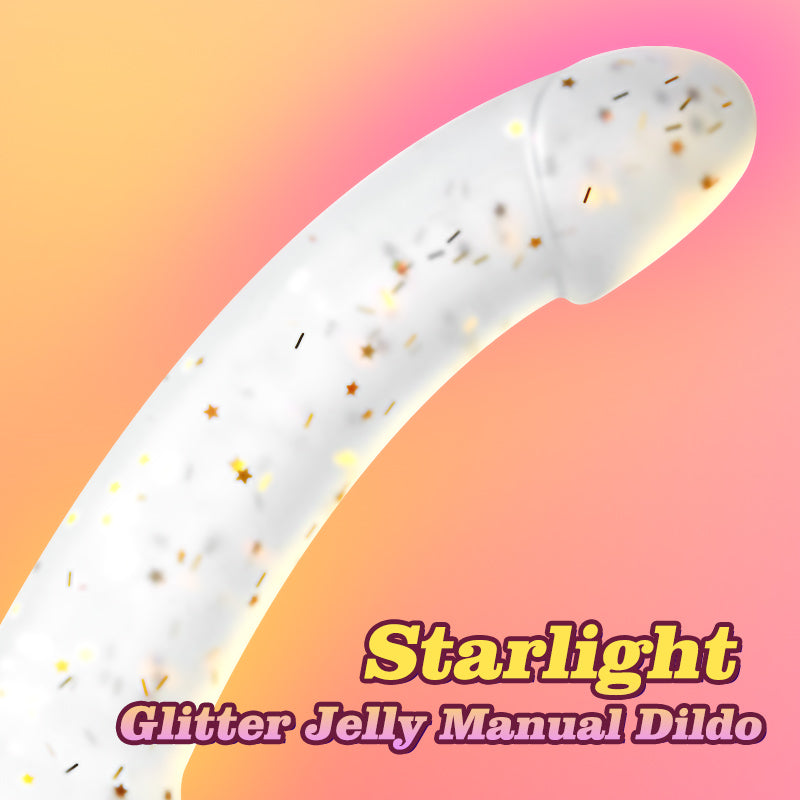 BestGSpot - Jelly Clear Star Glitter  6.29in Handheld Dildo Bestgspot