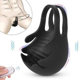 S-HANDE 1.29-Inch 9-Speed Vibrating Penis Ring with Testicles Teaser Bestgspot
