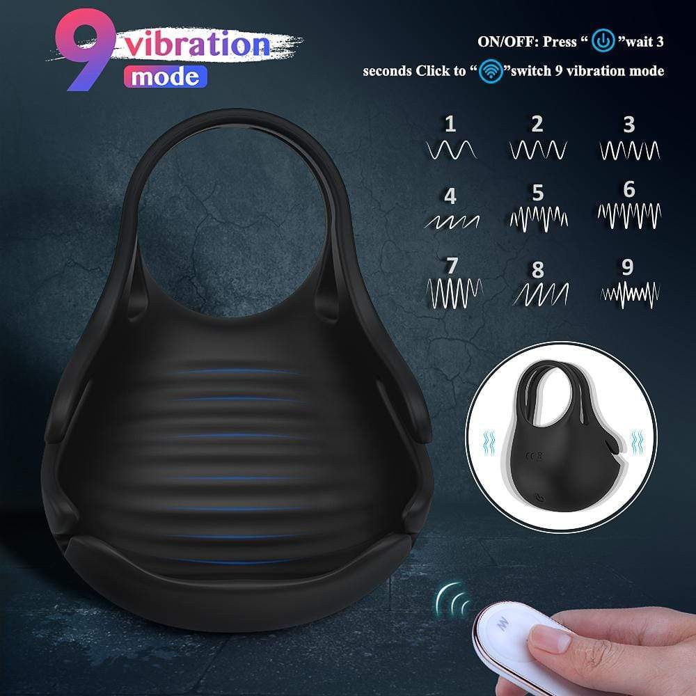 S-HANDE 1.29-Inch 9-Speed Vibrating Penis Ring with Testicles Teaser Bestgspot