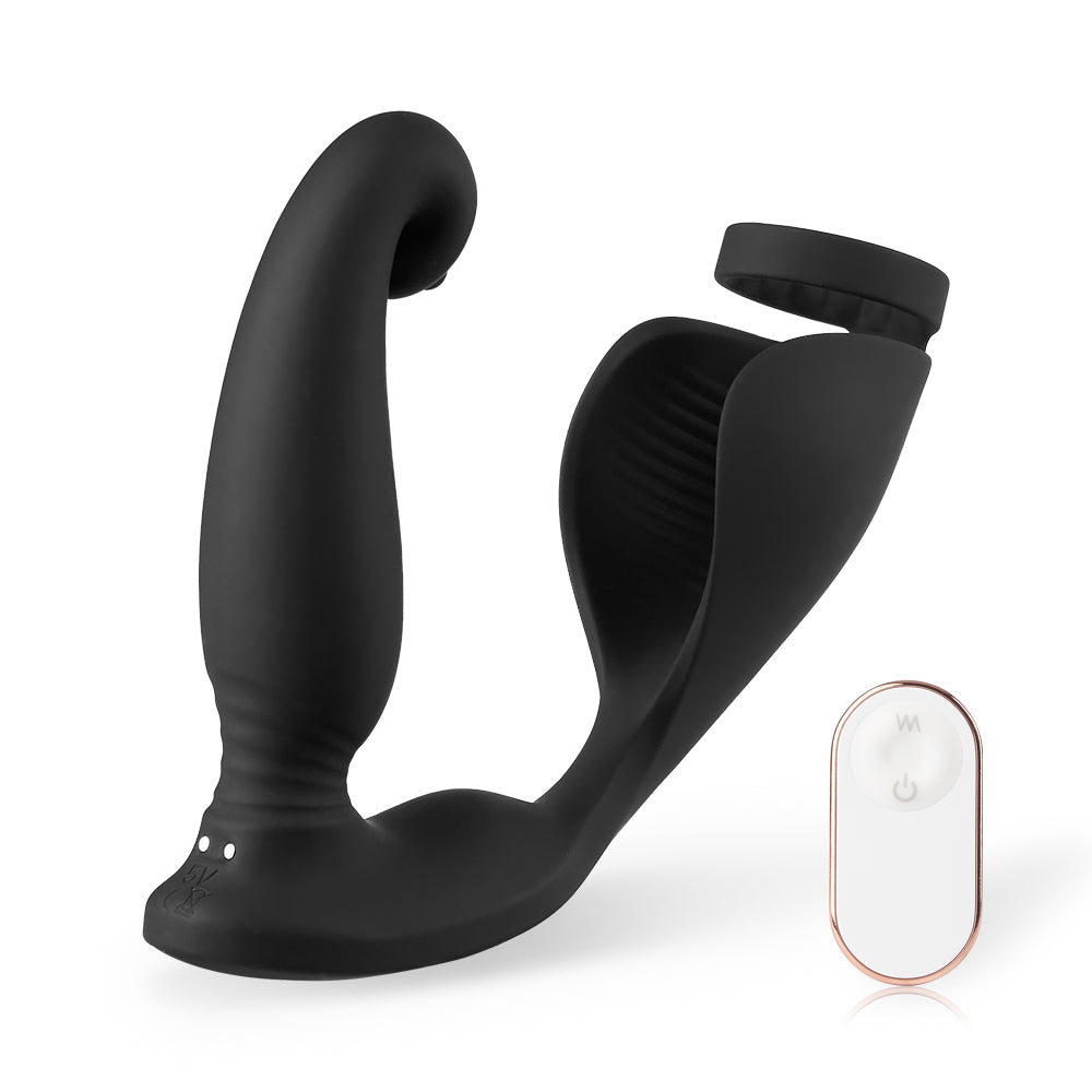 S-HANDE Versatile Vibrating Remote Control Cock Ring Butt Plug Prostate Massager Bestgspot