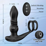THOR 7 Thrusting & Vibrating Prostate Massager with Double Cock Rings Bestgspot