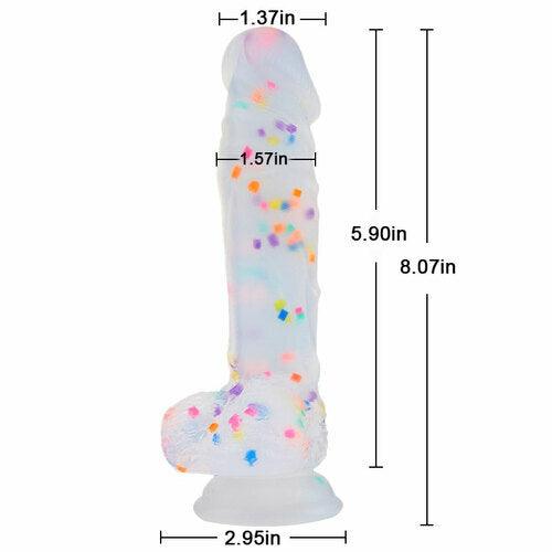 Transparent Silicone Dildo with Colored Spots 8.07 Inch Bestgspot
